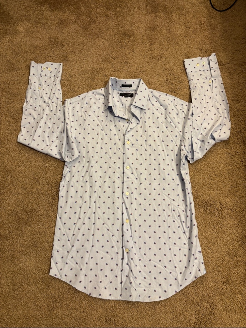 Banana Republic Sky Blue Micro-Pattern Button-Down Shirt